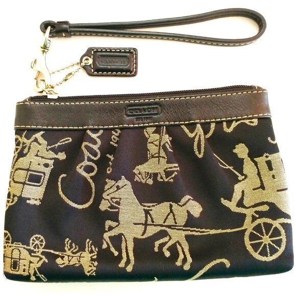 Coach Black & Gray Wristlet Wallet/Purse With Signature Logo - Picture 1 of 3